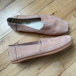 TOMS Pink Soft Leather‎ Alpargata Espadrille Flat Loafers Shoes Size 8